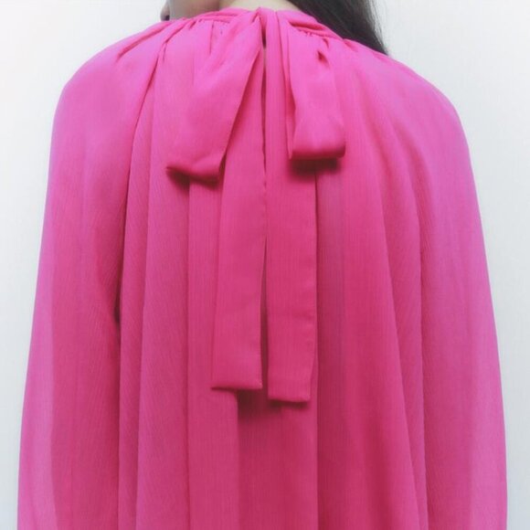 ZARA | Blouse Tie Detail Sheer Top | Sz. L - Picture 3 of 9